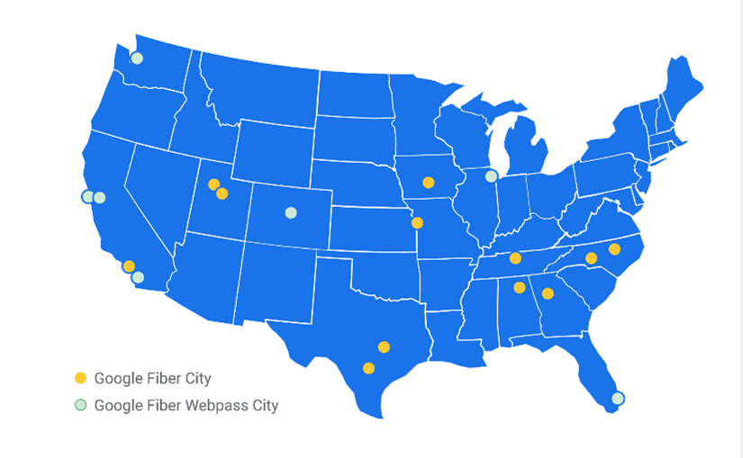 The Two Strongest Headed into 2022 - Comcast and Google (Part 2) 6 Google Fiber Map