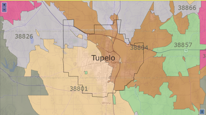 tupelo zip codes